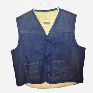 Men's Vintage Sears Western Wear Sherpa Lined Denim Vest